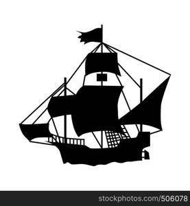 Sailing ship silhouette isolated on white background. Sailing ship silhouette