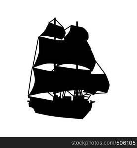 Sailing ship silhouette isolated on white background. Sailing ship silhouette