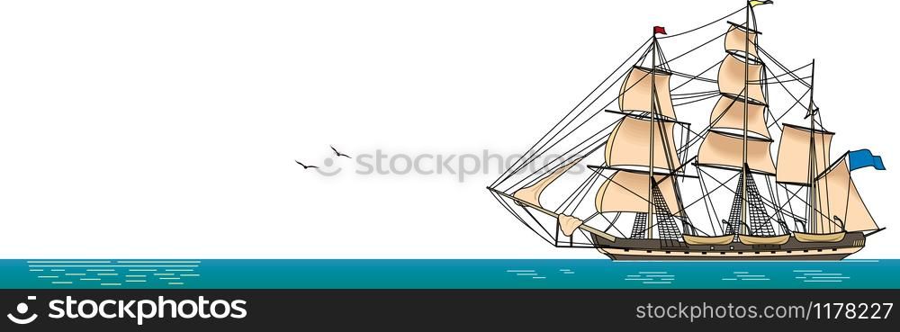Sailing Ship Vector Illustration