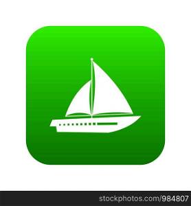 Sailing yacht icon digital green for any design isolated on white vector illustration. Sailing yacht icon digital green