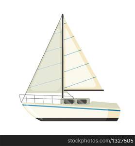 Sailing yacht icon in flat style isolated on white background. Vector illustration.. Vector Sailing yacht icon in flat style isolated on white.