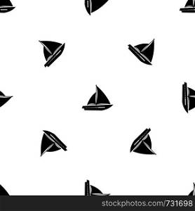 Sailing yacht pattern repeat seamless in black color for any design. Vector geometric illustration. Sailing yacht pattern seamless black