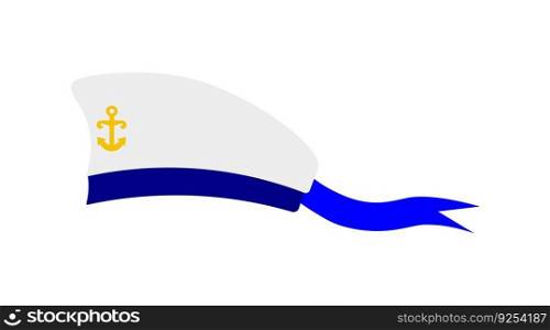 Sailor cap cartoon icon isolated on white background. Naval skipper vector hat.