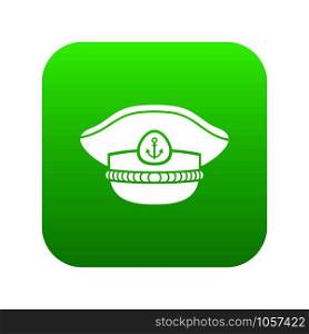 Sailor cap icon green vector isolated on white background. Sailor cap icon green vector