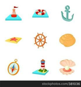 Sailor icons set. Cartoon illustration of 9 sailor vector icons for web. Sailor icons set, cartoon style