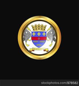 Saint Barthelemy flag Golden button