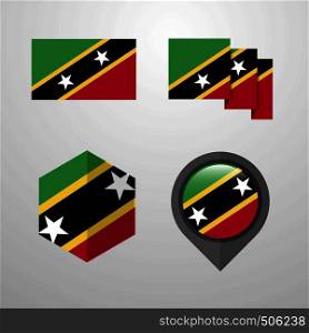 Saint Kitts and Nevis flag design set vector