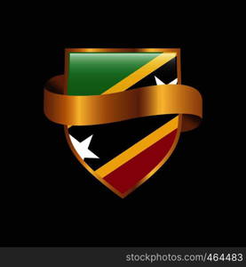 Saint Kitts and Nevis flag Golden badge design vector