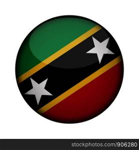 saint kitts and nevis Flag in glossy round button of icon. saint kitts and nevis emblem isolated on white background. National concept sign. Independence Day. Vector illustration.