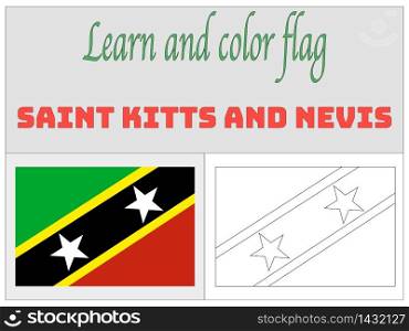 Saint Kitts and Nevis national country flag. original colors and proportion. Simply vector illustration background. Isolated symbols and object for design, education, learning, postage stamps and coloring book, marketing. From world set