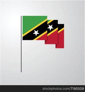 Saint Kitts and Nevis waving Flag creative background