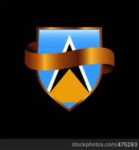 Saint Lucia flag Golden badge design vector