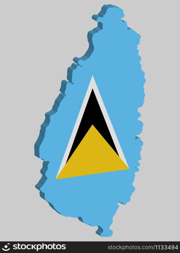 Saint Lucia Map Flag 3D Vector illustration Eps 10.. Saint Lucia Map Flag 3D Vector illustration Eps 10