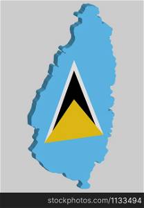 Saint Lucia Map Flag 3D Vector illustration Eps 10.. Saint Lucia Map Flag 3D Vector illustration Eps 10