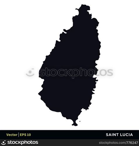 Saint Lucia - North America Countries Map Icon Vector Logo Template Illustration Design. Vector EPS 10.