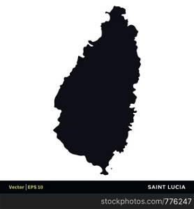 Saint Lucia - North America Countries Map Icon Vector Logo Template Illustration Design. Vector EPS 10.