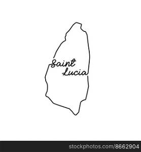 Saint Lucia outline map with the handwritten country name. Continuous line drawing of patriotic home sign. A love for a small homeland. T-shirt print idea. Vector illustration.. Saint Lucia outline map with the handwritten country name. Continuous line drawing of patriotic home sign