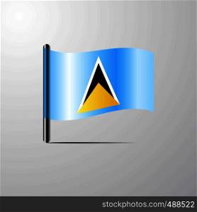 Saint Lucia waving Shiny Flag design vector