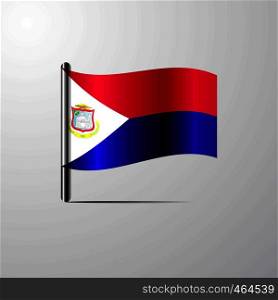 Saint-Martin waving Shiny Flag design vector