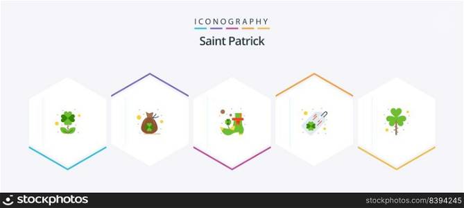 Saint Patrick 25 Flat icon pack including shamrock. patrick. irish. leaf. four leaf clover
