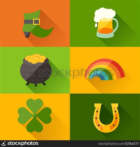 Saint Patrick&#39;s Day background in flat design style.