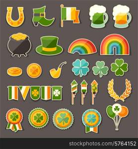 Saint Patrick&#39;s Day sticker icons set.