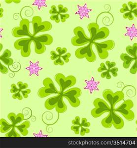 Saint Patrick&acute;s Day seamless pattern with four leaf clover