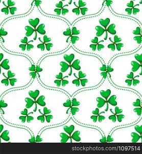 Saint Patrick day seamless pattern set - damask ornament with shamrock or clover leaves, abstract endless texture, simple traditional holiday vector background for wrapping, textile, digital paper. Saint Patrick day seamless pattern