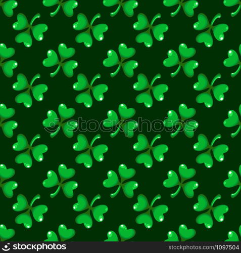 Saint Patrick day seamless pattern - shamrock or clover leaves, abstract floral ornament, simple shapes traditional holiday vector background for wrapping, textile, digital paper. Saint Patrick day seamless pattern