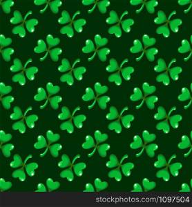 Saint Patrick day seamless pattern - shamrock or clover leaves, abstract floral ornament, simple shapes traditional holiday vector background for wrapping, textile, digital paper. Saint Patrick day seamless pattern