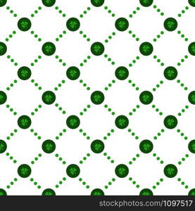 Saint Patrick day seamless pattern - shamrock or clover leaves, abstract ornament, simple shapes and polka dot traditional holiday vector background for wrapping, textile, digital paper. Saint Patrick day seamless pattern