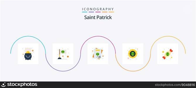 Saint Patrick Flat 5 Icon Pack Including candy. leaf. irish. four leaf clover. invitation