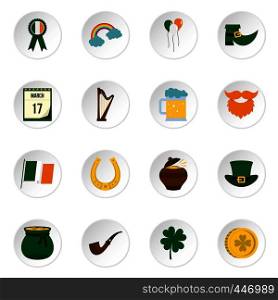 Saint Patrick icons set in flat style isolated vector icons set illustration. Saint Patrick icons set in flat style