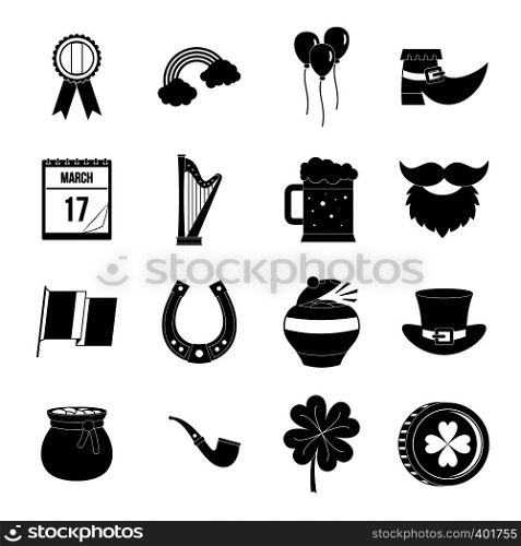 Saint Patrick icons set. Simple illustration of 16 Saint Patrick vector icons for web. Saint Patrick icons set, simple style