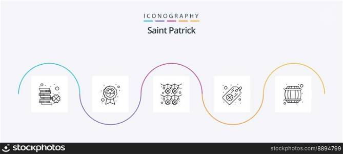 Saint Patrick Line 5 Icon Pack Including alcohol. clover. saint. tag. clover