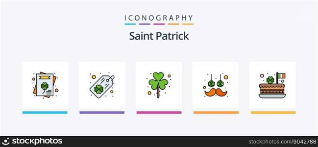 Saint Patrick Line Filled 5 Icon Pack Including cheers. four leaf clover. festival. clover. leaf. Creative Icons Design