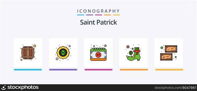 Saint Patrick Line Filled 5 Icon Pack Including four leaf clover. flower. day. moustache. facial hair. Creative Icons Design