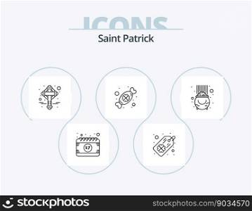 Saint Patrick Line Icon Pack 5 Icon Design. pot. luck. horseshoe. gold. leprechaun