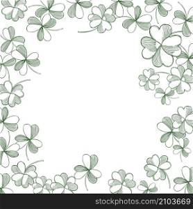 Saint Patrick&rsquo;s Day background with with hand drawn green clover. Sketch illustration. Saint Patrick&rsquo;s Day background