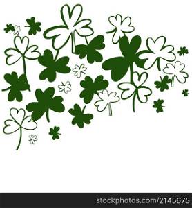 Saint Patrick&rsquo;s Day Vector Background with Green Clover. Sketch illustration.