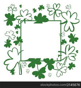 Saint Patrick&rsquo;s Day Vector frame with Green Clover. Sketch illustration.