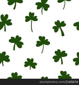 Saint Patrick&rsquo;s Day Vector seamless pattern with Green Clover.
