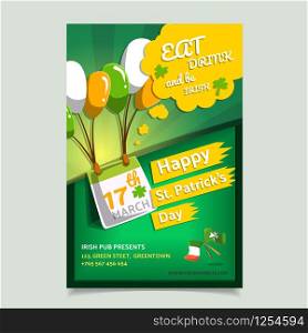 Saint Patrick s Day Poster, Brochure, Holiday Invitation. Vector Illustration