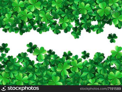 Saint Patricks day background with sprayed clover leaves or shamrocks