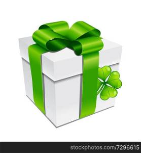 Saint Patricks Day illustration. Gift box with clover. Irish festive icon.. Saint Patricks Day illustration. Gift box with clover.