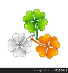 Saint Patricks Day illustration. Irish flag clover. Festive national icon.. Saint Patricks Day illustration. Irish flag clover.