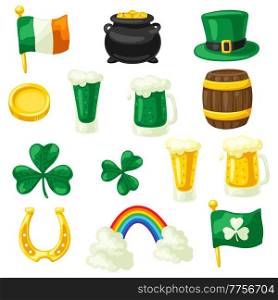 Saint Patricks Day set. Holiday illustration of Irish festive national items.. Saint Patricks Day set. Holiday illustration of Irish national items.