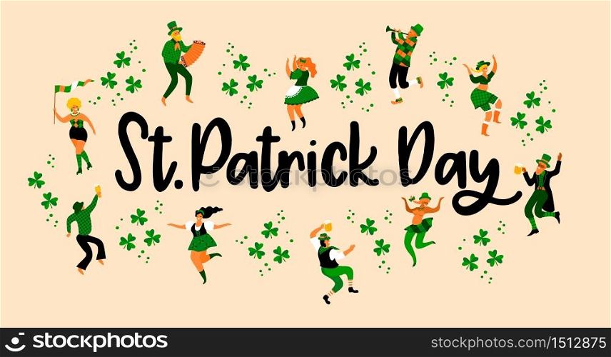 Saint Patricks Day. Vector illustration with funny people