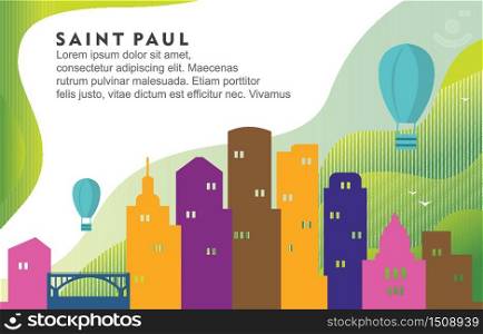 Saint Paul Minnesota City Building Cityscape Skyline Dynamic Background Illustration