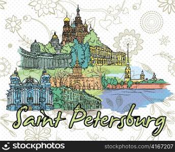 saint petersburg doodles vector illustration